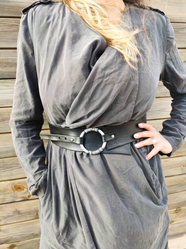 Black Waist Belt, Wide Leather Belt for Women Unique Belt to Wear with Dress or Jacket , Upgraded Any Outfit 39-41 Inches