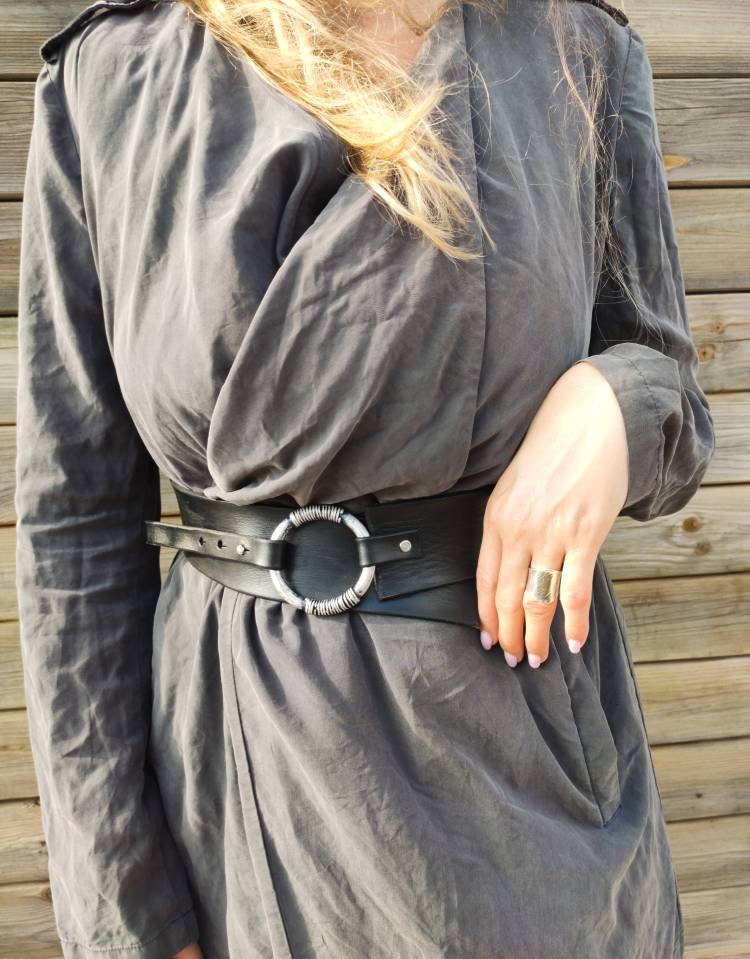 Black Waist Belt, Wide leather Belt for Women unique belt to wear with dress or jacket , upgraded any outfit