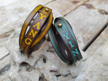 Turquoise Leather Bracelet with Option to Personalize - Brown Wash  Handcrafted Jewelry
