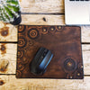 Leather mouse pad with gear stamps