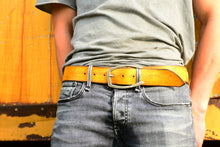 Wide Leather Belt - Yellow