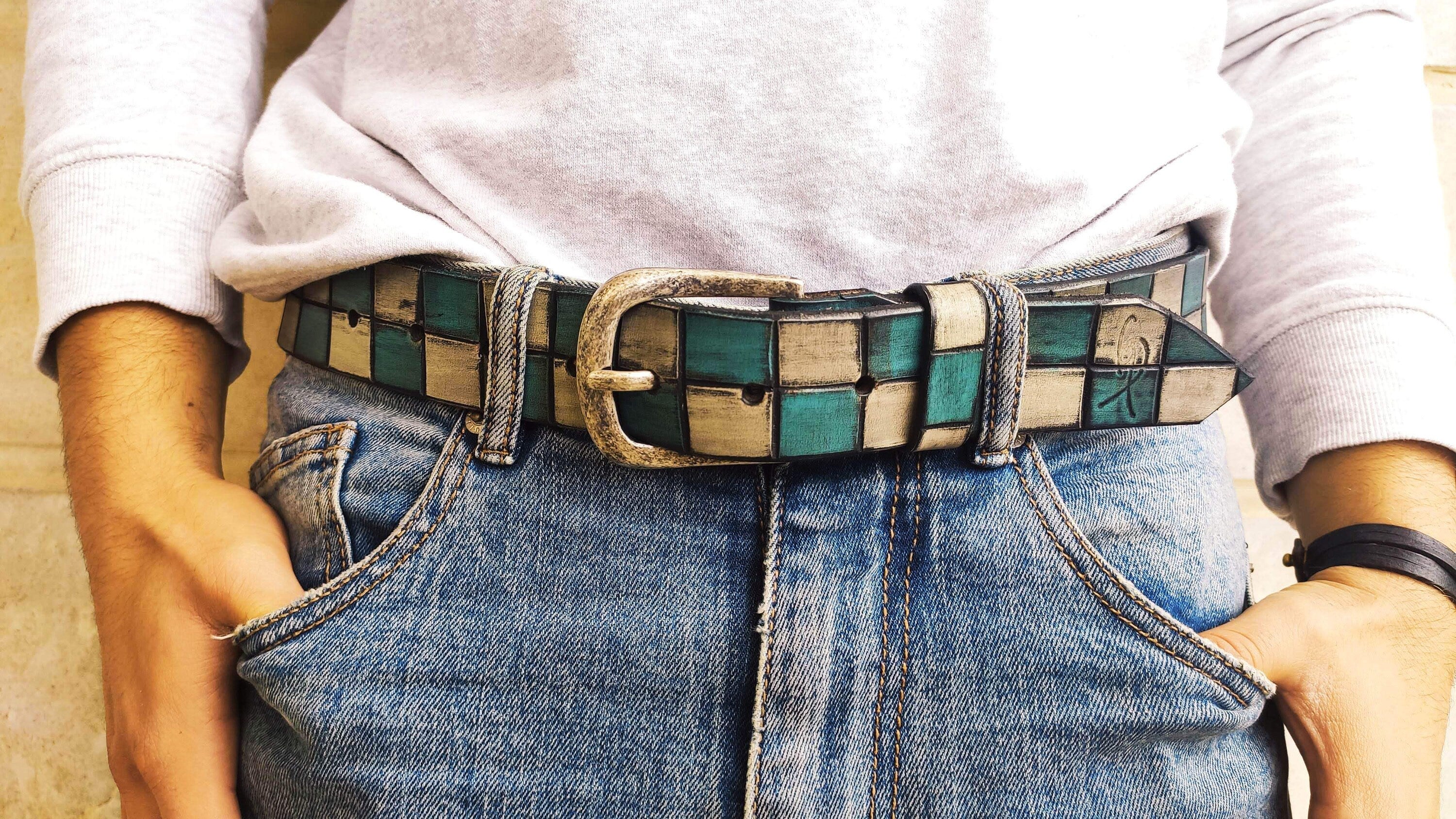 Slots Belt - Turquoise & Off White