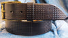 Brown leather belt in a stunning and unique design with embossing of computer parts, Sophisticated belt that you can personalized for a gift