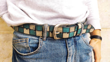 Slots Belt - Turquoise & Off White