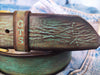 A vintage turquoise leather belt with brown was, amazing unique color  the pefect gift for him for the holidays that you can personalized