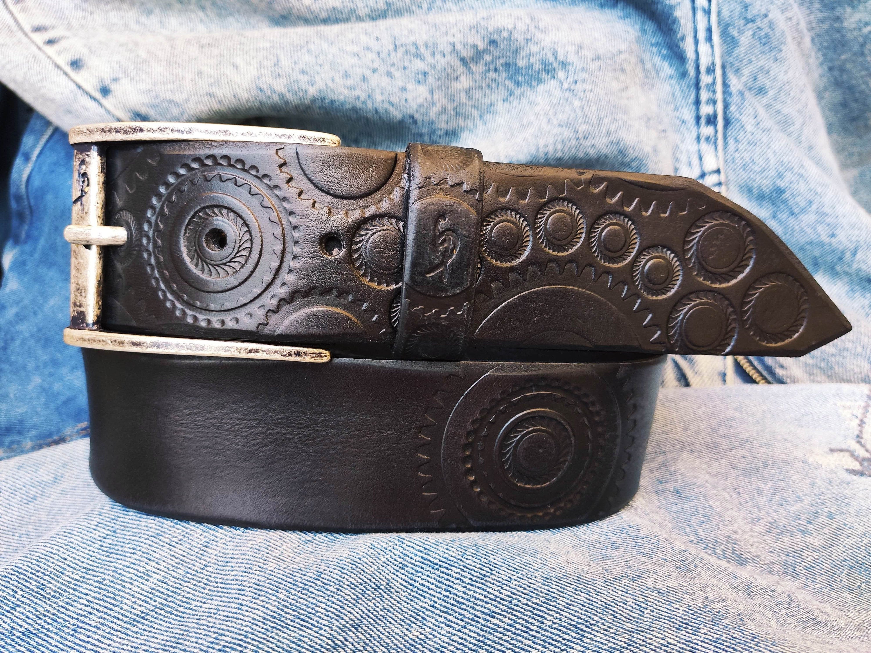 Millennial Belt Set - Black and Black Stitched Casual Belt Set 36 inch / Black / Zinc Alloy/Leather