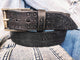 Ishaor Handmade Black leather belt  with stamps of RCA A stunning and original belt with vintage finish from Genuine full grain leather