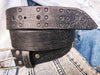 Ishaor Handmade Black leather belt  with stamps of RCA A stunning and original belt with vintage finish from Genuine full grain leather