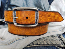 Vintage leather Belt (Narrow) - Yellow with Brown Wash
