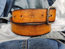 Vintage leather Belt (Narrow) - Yellow with Brown Wash