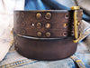 Brown leather belt with vintage finish & embossing of HIFI and rivets Special and stunning design suitable as a personalized gift with name