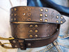 Brown leather belt with vintage finish & embossing of HIFI and rivets Special and stunning design suitable as a personalized gift with name