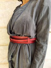 Red & black - waist leather bag