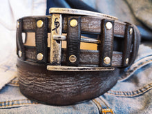 Square Belt - Brown with Gray Wash