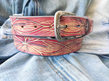 Women's Leather Belt Women's Belt Leather Women's Belt Carved Flower Pattern Belt Tooled Leather Belt Boho Belt yellow Belt Women's Gift
