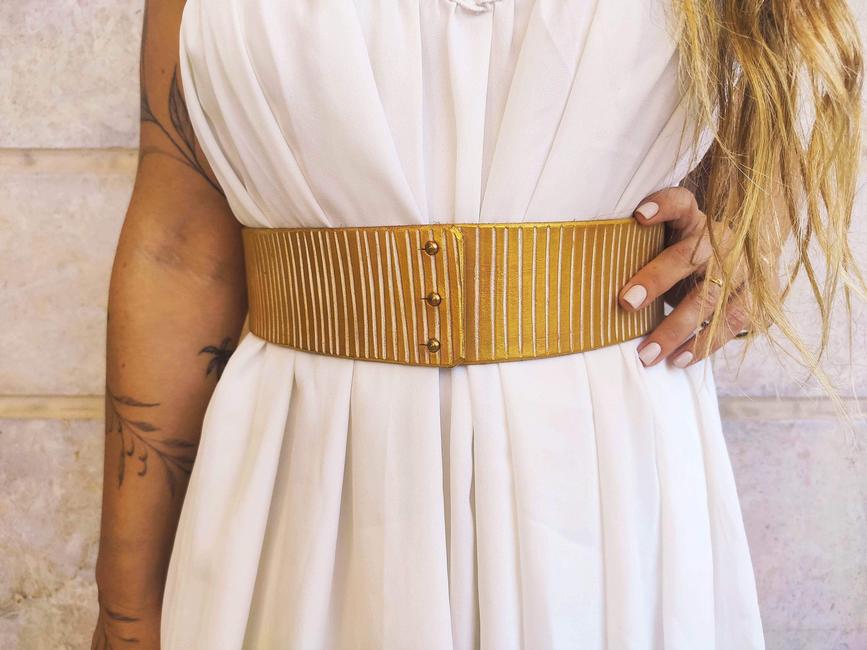 Bridal Belts, white & gold leather belt for wedding dress made by