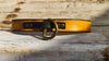 Ishaor Custom Yellow Leather Dog Collar with brown wash and bronze ring and  buckle , personalizes dog collar with name .
