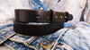 Black leather belt without buckle and unique vintage design, stunning jeans belt ,black belt made by hand perfect personalized gift for him