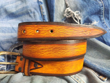Vintage Leather Belt ( Medium) - Yellow with Dark Edges