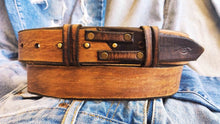 Two Pieces Belt (Narrow) -  Brown & Dark Brown