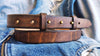 Brown leather belt without buckle and unique vintage design, stunning jeans belt ,black belt made by hand perfect personalized gift for him