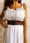 Brown leather waist belt with that has a unique decorative cord closure, perfect belt to wear with dress or jacket. vintage waist belt .