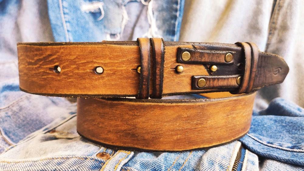 Handmade Black Leather Cool Mens Belts Custom Leather Men Belt for Men