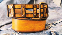 Square Belt - Yellow with Brown Wash