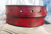 Handmade red leather accessory belt with vintage look the perfect anniversary gift for him or her red belt without buckle stunning belt