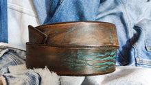 Vintage Leather Belt (Narrow) - Turquoise with Brown Wash