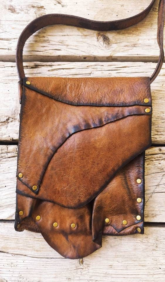 medieval old leather bag