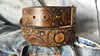 Dark brown men's belt embossed with motorcycle gears perfect men's gift for Christmas by Ishaor