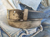 Men's white leather belt with black wash and Buckle, Unique Leather belt Rustic Style for men handmade custom rocker belt perfect for gift