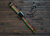 Apple Watch Band Rasta Leather Personalized handmade Leather Apple Watch Band 45 mm, 44mm, 42mm 41mm 40 mm and 38 mm Jamaican iwatch colors