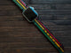 Apple Watch Band Rasta Leather Personalized handmade Leather Apple Watch Band 45 mm, 44mm, 42mm 41mm 40 mm and 38 mm Jamaican iwatch colors