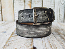 Handmade White Leather Belt with Black Wash and Unique Double Strap Design by Ishaor