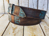 Unique Handmade Leather Belt with Computer Cooler-Inspired Embossed Patterns and Exquisite Color Techniques and touch of turquoise