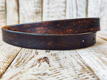 Distressed dark brown Narrow Leather Belt for men and women with a silver buckle.A Statement Piece for Your Jeans Stunning rough finish.