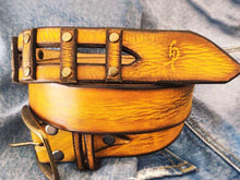 Square Belt - Yellow with Brown Wash