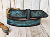 Turquoise Leather Belt with Brown Vintage Wash