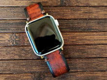 Brown Leather Apple Watch Band with Dark Edges - Stylish and Durable
