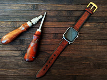 Brown Leather Apple Watch Band with Dark Edges - Stylish and Durable